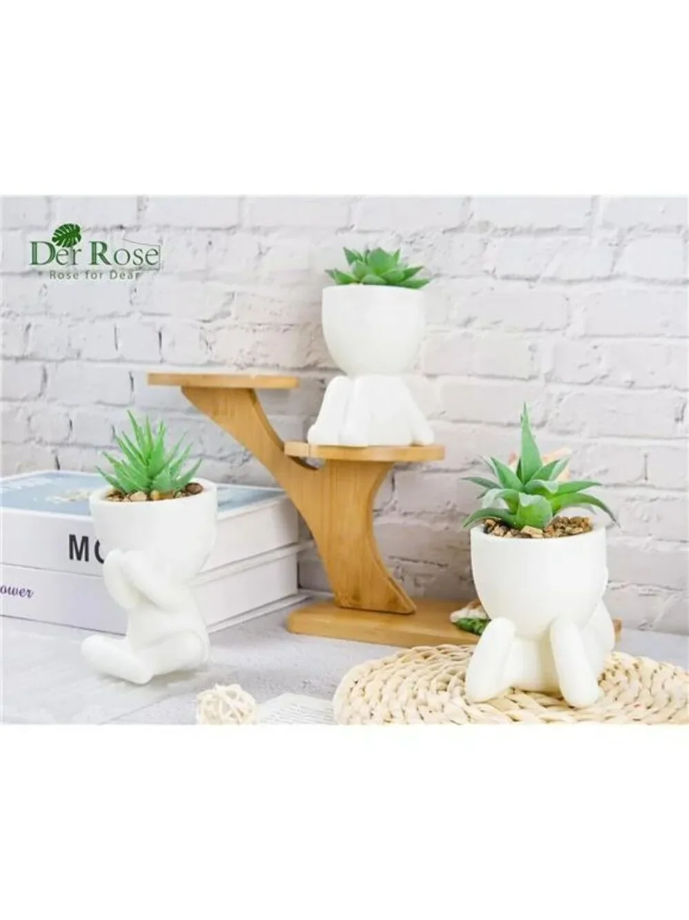 Set of 3 Fake Succulent Plants Small Artificial Potted Greenery for Desk Home De